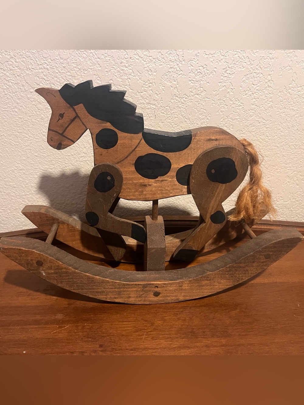Small Vintage Wooden Rocking Horse Decor